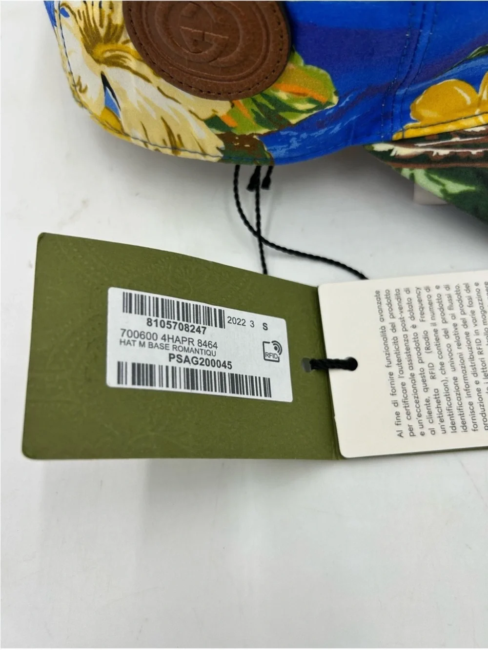 Unisex, Gucci, Hawaiian print baseball cap size small adjustable made in Italy